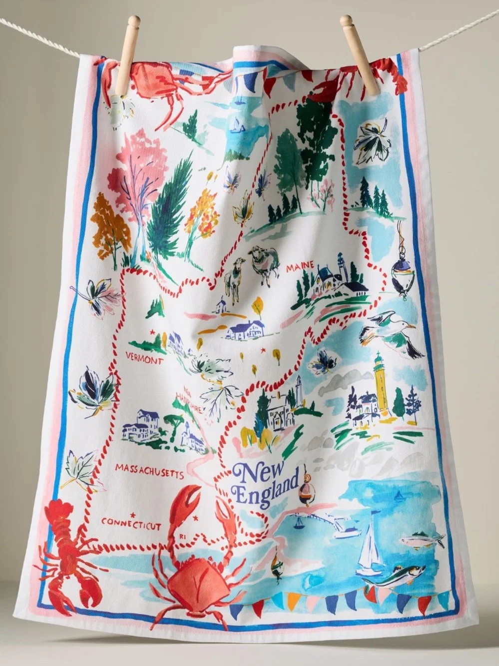 Coastal New England Map Dish Towel from Anthropologie